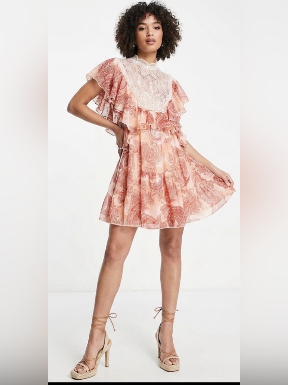 ASOS DESIGN Tiered Mini Dress With Lace Detail